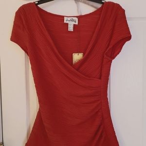 Joseph Ribkoff red v-neck top